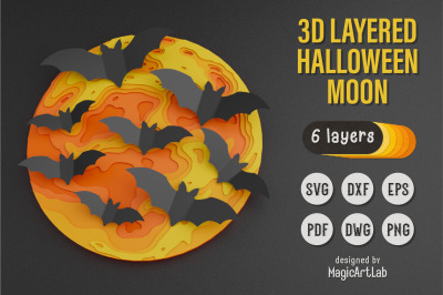 3D Layered Halloween Moon | 3D Layered Mandala