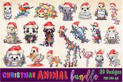 Christmas Animals Clipart PNG Bundle