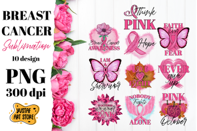 Breast Cancer sublimation Bundle. Pink October 10 PNG