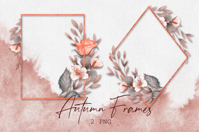 Autumn floral frames, PNG
