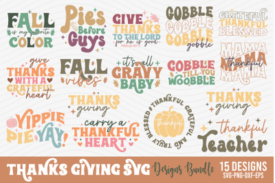 Thanksgiving Quote SVG Design Bundle, Retro Thanksgiving Svg Bundle