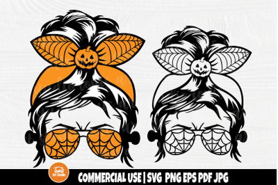 Halloween Messy Bun SVG - Halloween Mom Svg - Momster Svg - Messy Bun Hair - Cut Files - Cricut - Silhouette