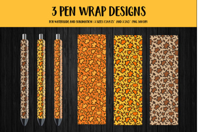 Fall Maple Leaves Pen Wrap Sublimation. Autumn Pen Wrap PNG