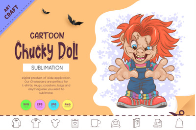 Halloween Mascot Chucky Doll. T-Shirt.