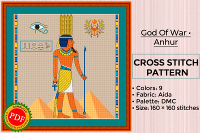 Anhur Cross Stitch Pattern | God Of War | Egyptian God
