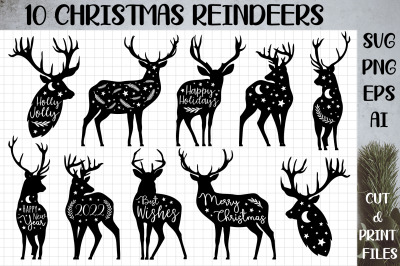 Reindeer bundle SVG, Reindeer Merry Christmas, Holly Jolly