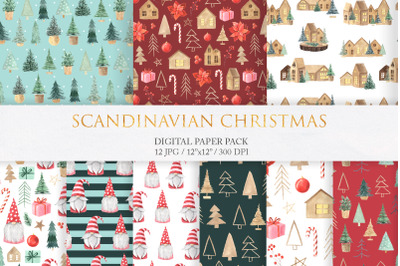 Watercolor Christmas Digital Papers Pack