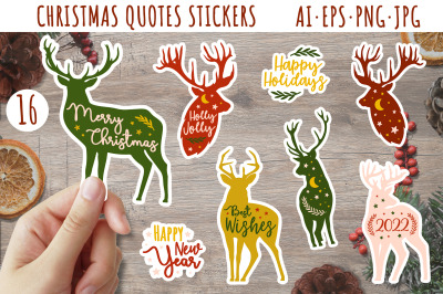 Christmas stickers, Reindeer stickers, Christmas quotes