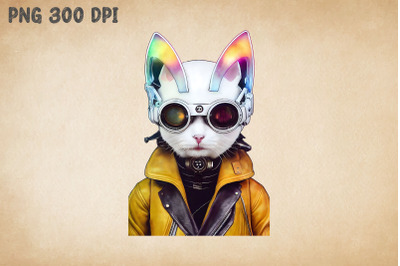 White Cat Cyberpunk Art 2