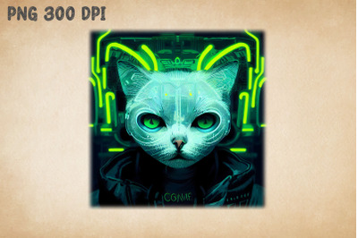 CyberPunk Cat Art 3