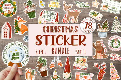 Christmas sticker bundle / Christmas sticker tags / PNG, JPG