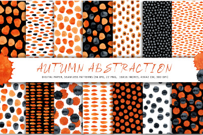 Abstract digital paper, seamless patterns, autumn set