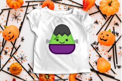 Spooky Candy Corn Frankenstein&#039;s Monster | Applique Embroidery