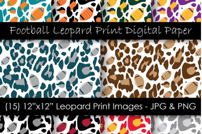 Leopard Pattern with Footballs - Football Team Color Backgrounds