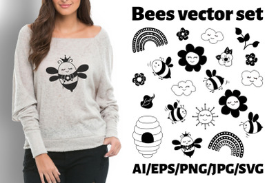 Cute Bees SVG