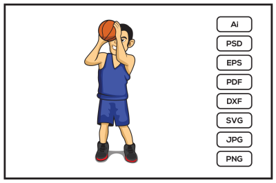 Basketball player cartoon character shooting design illustration