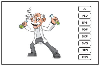 Professor old man cartoon character design illustration