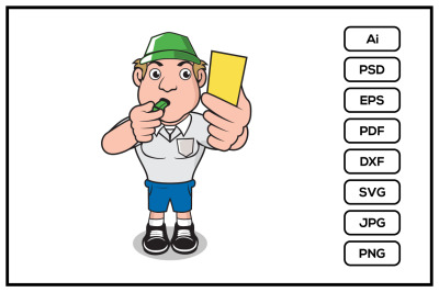 Referee cartoon character design illustration