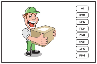 Funny delivery worker smiling design illustration