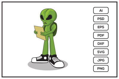 Green alien character design illustration