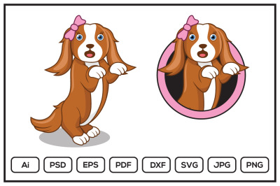 Cute dog cartoon character design illustration