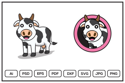 Cute cow cartoon character design illustration