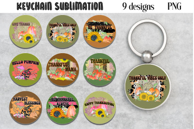 Thanksgiving Keychain PNG | Pumpkin Sublimation Design&nbsp;