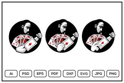 Poker logo character design illustration