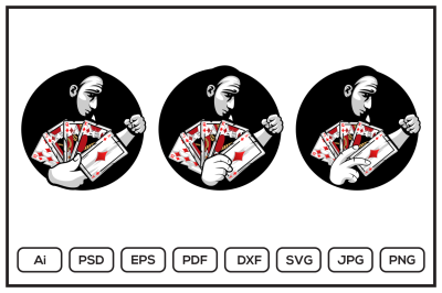 Poker logo character design illustration