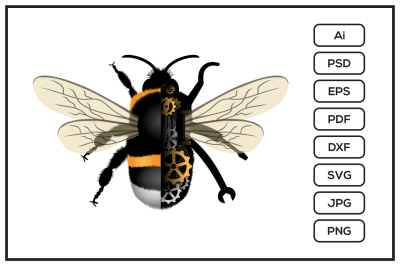 Realistic Bumblebee machine design illustration