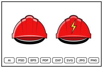 Red hard hat construction helmet design illustration