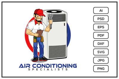 HVAC service cartoon character design illustration