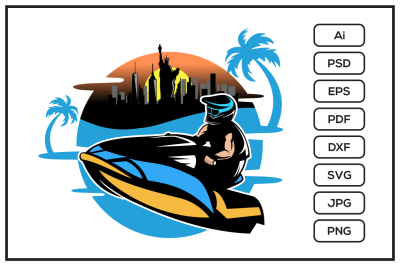 Jetski rider design illustration