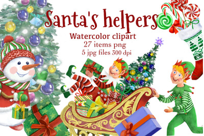 Christmas clipart,Santa&#039;s Helpers Png,jpg