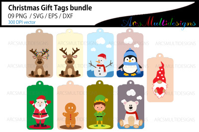 Christmas gift tag svg bundle