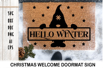 Door mat SVG. Christmas Welcome Door mat. Christmas Gnome .