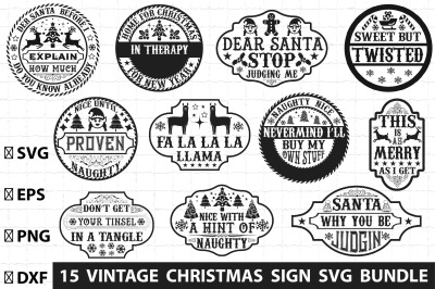 Vintage Christmas Sign Svg Bundle