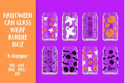Halloween Can Glass Wrap Bundle SVG. Halloween Glass Can