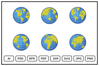 Set of globe map design illustration
