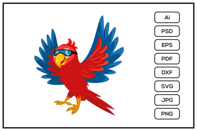 Cartoon character parrot birds design illustration