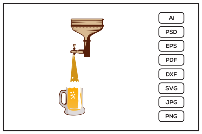Brewery funnel beer taps design illustration