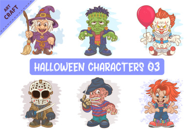 Bundle of Halloween Characters 03. Clipart.