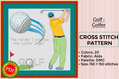 Golf Cross Stitch Pattern | Golfer | Golfing | Golf Player