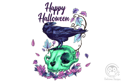 Raven Halloween Sublimation Design