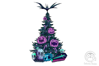 Horror Halloween Tree Sublimation Design