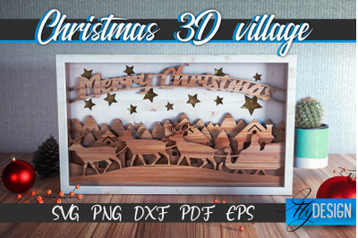 3d Christmas Village SVG | Paper Cut Files | Shadowbox SVG Design