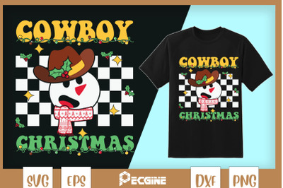 Cowboy Christmas Retro Snowman