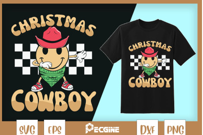 Christmas Cowboy Retro Smiley Face