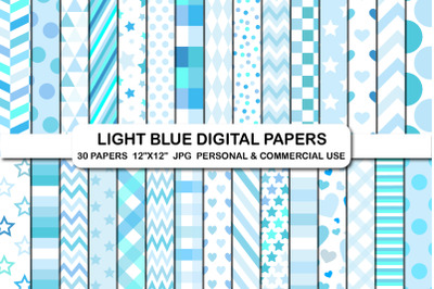 Light Blue Digital Papers Background Set, Light Blue pattern