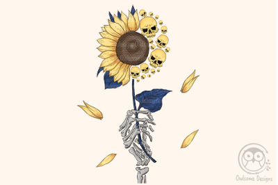 Skeleton Sunflower Sublimation Design